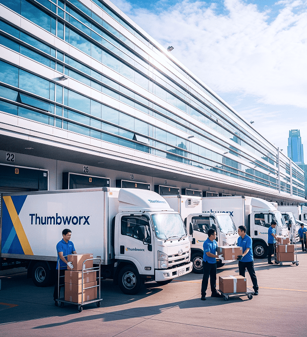Thumbworx logistics team at a distribution hub